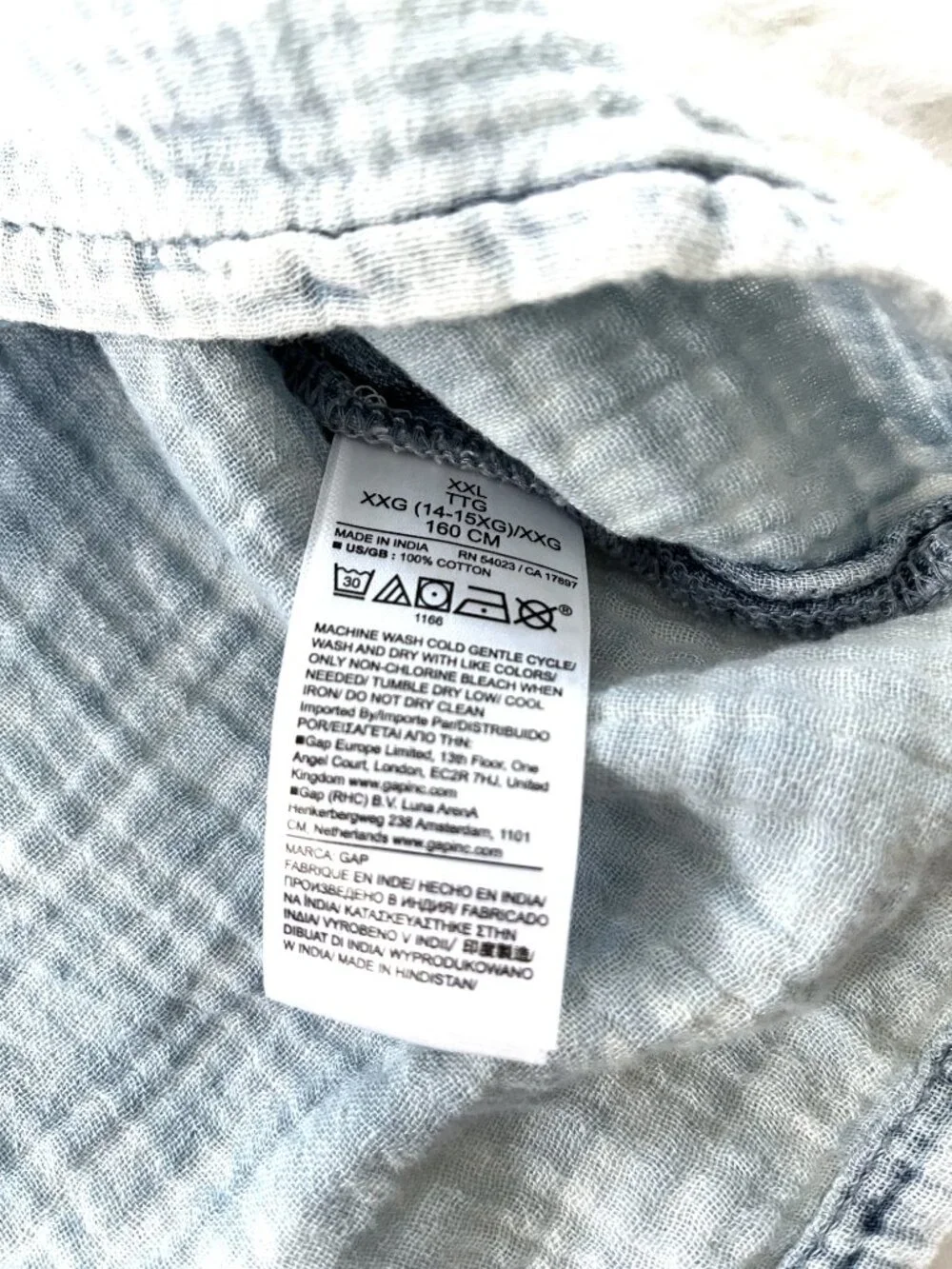 NWT Kids GAP Crinkle Gauze Denim Romper (Blue) XXL 14/16